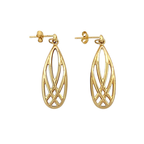 9ct Gold Open Weave Dropper Earrings