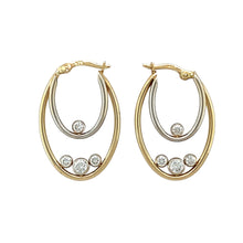 Load image into Gallery viewer, 9ct Gold &amp; Cubic Zirconia Set Double Hoop Creole Earrings
