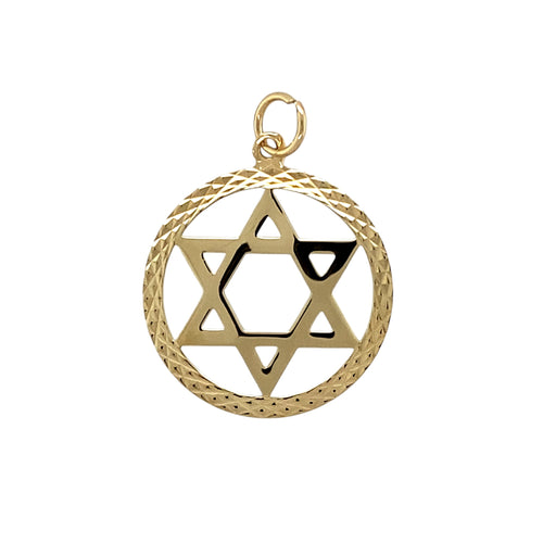 9ct Gold Star of David Patterned Pendant