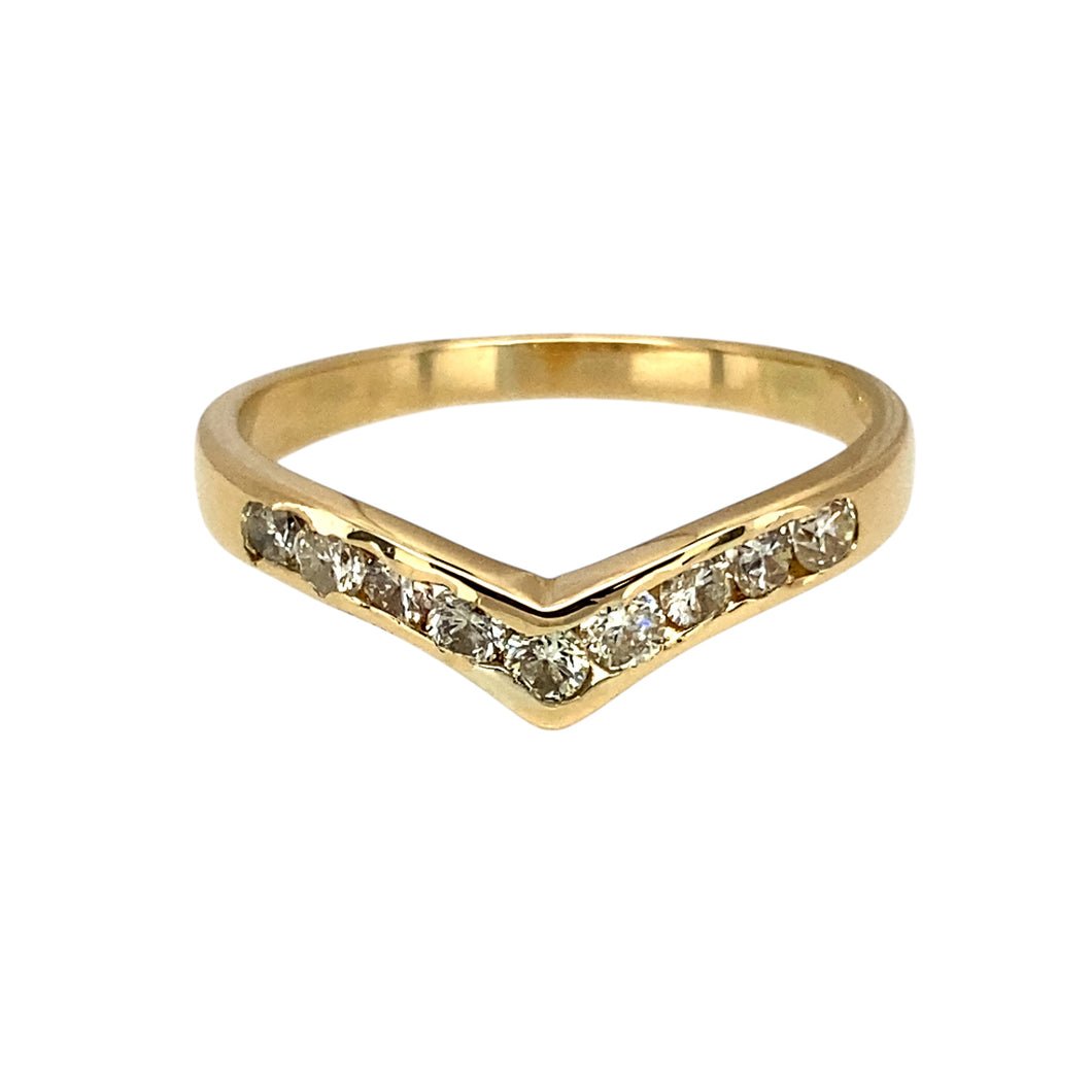 18ct Gold & Diamond Set Wishbone Ring