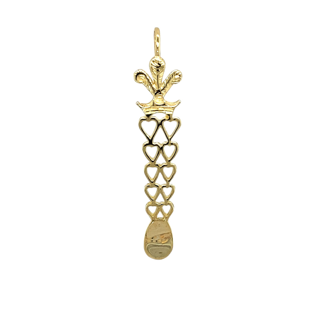 9ct Gold Welsh Three Feather Lovespoon Pendant