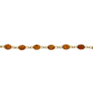 9ct Gold & Amber Set 6.75" Bracelet