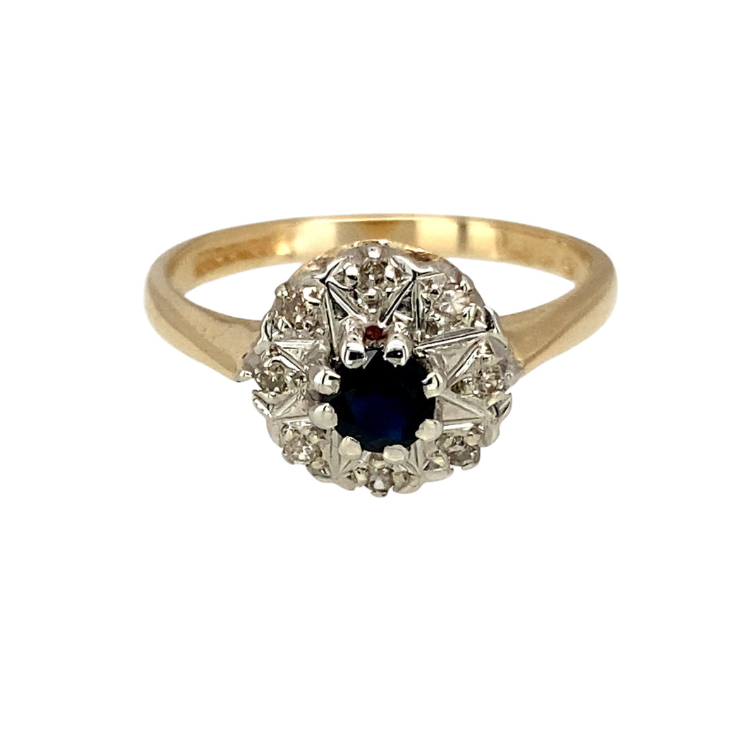 9ct Gold Diamond & Sapphire Set Cluster Ring