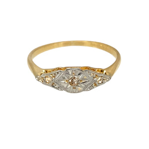 18ct Gold & Platinum Diamond Set Art Deco Ring