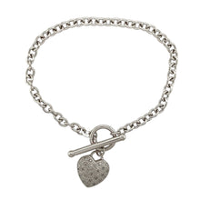 Load image into Gallery viewer, 9ct White Gold &amp; Diamond Set Heart 7&quot; Charm Bracelet
