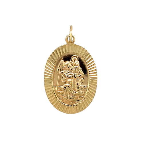 9ct Gold Oval St Christopher Pendant