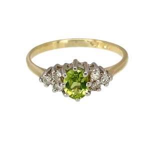 9ct Gold Diamond & Peridot Set Ring