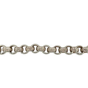 925 Silver 9.25" Patterned Belcher Bracelet