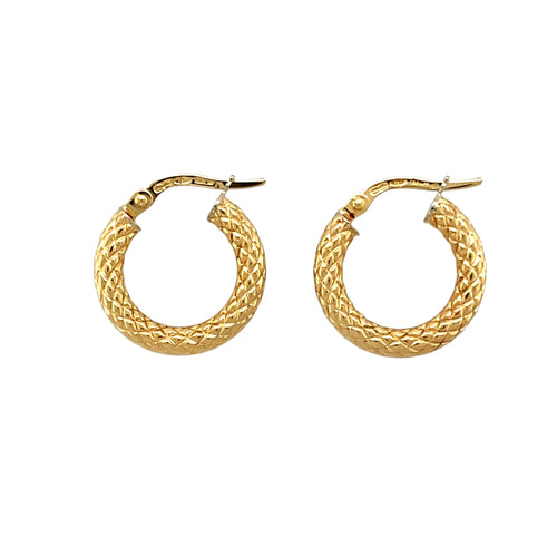 9ct Gold Patterned Hoop Creole Earrings