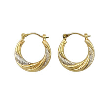 Load image into Gallery viewer, 9ct Gold Patterned Twist Hoop Creole Earrings
