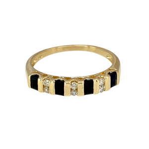 9ct Gold Diamond & Sapphire Set Band Ring