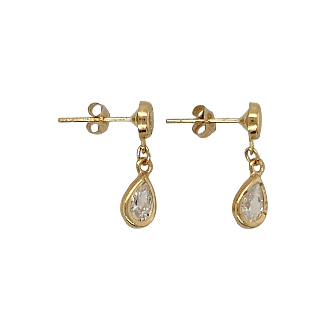 9ct Gold & Cubic Zirconia Set Drop Earrings