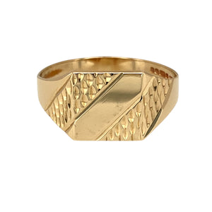 9ct Gold Patterned Square Signet Ring