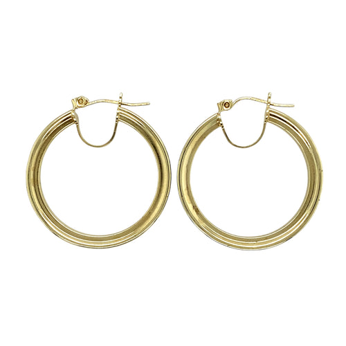 9ct Gold & Cubic Zirconia Set Hoop Creole Earrings