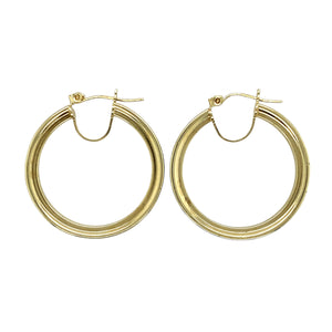 9ct Gold & Cubic Zirconia Set Hoop Creole Earrings