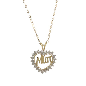 9ct Gold Mum Heart 18" Necklace