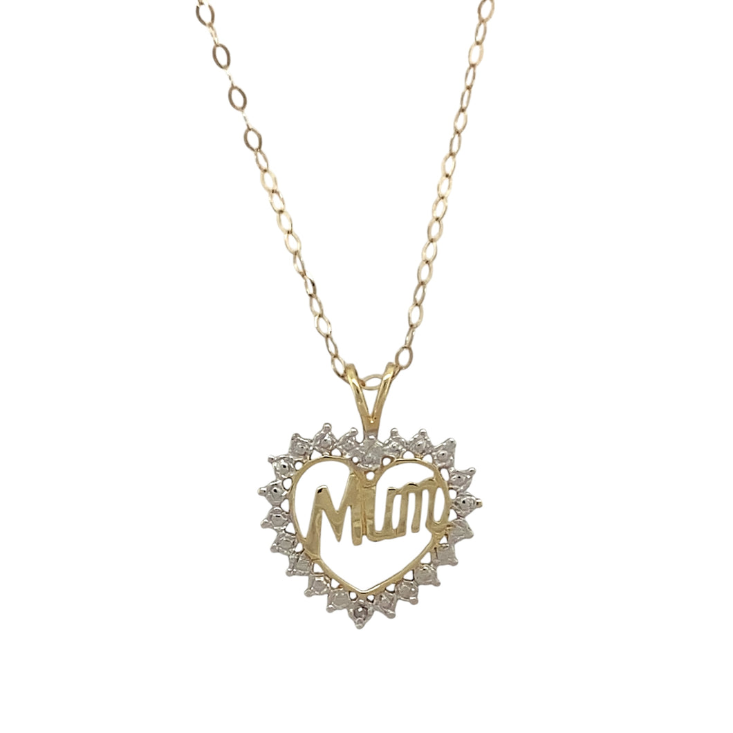 9ct Gold Mum Heart 18