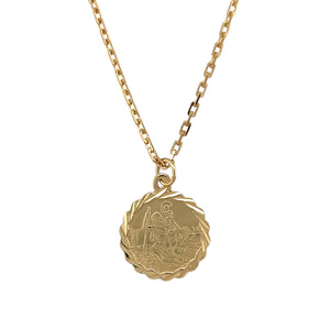 9ct Gold Round St Christopher 20" Necklace