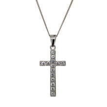 Load image into Gallery viewer, 9ct White Gold &amp; Cubic Zirconia Set Cross 22&quot; Necklace
