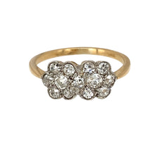 Load image into Gallery viewer, 18ct Gold &amp; Diamond Set Double Flower Set Edwardian Style Ring
