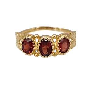 9ct Gold & Garnet Set Trilogy Ring