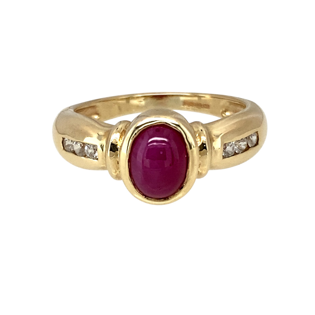 9ct Gold Ruby & Cubic Zirconia Set Ring