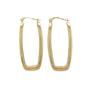 9ct Gold Long Rectangle Plain Creole Earrings