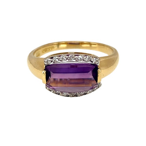 18ct Gold Diamond & Amethyst Set Ring