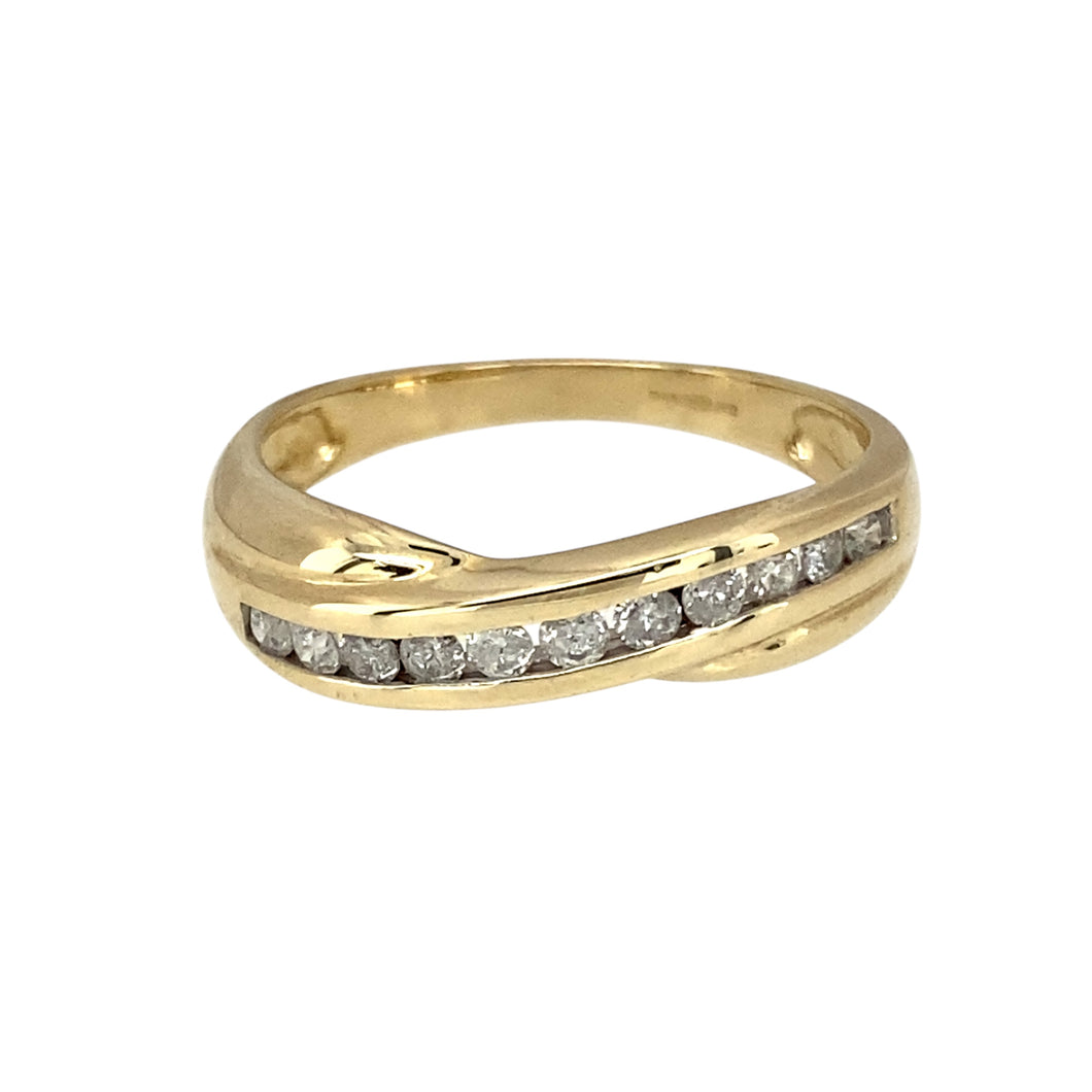 9ct Gold & Diamond Set Crossover Band Ring