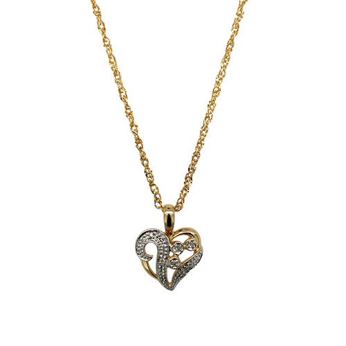 9ct Gold & Diamond Set Heart 16