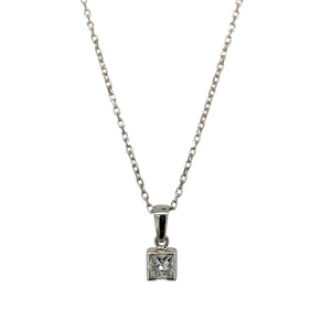 18ct White Gold & Diamond Set Solitaire 16" Necklace