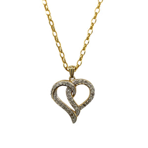 9ct Gold & Diamond Set Open Heart 18" Necklace