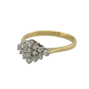 Add timeless sparkle to your jewellery collection with this pre-owned 18ct yellow gold diamond cluster ring, featuring:

Design: A classic cluster arrangement, with a central grouping of diamonds that catch the light beautifully for a radiant finish.
Material: 18-carat yellow gold, offering a rich, luxurious tone with a high-polish finish.
Gemstone Detail: Set with approximately 0.24ct of brilliant-cut diamonds, delivering elegant sparkle in a compact and refined setting.
