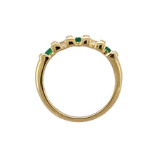 Load image into Gallery viewer, 18ct Gold Diamond &amp; Emerald Set Band Ring
