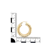 Load image into Gallery viewer, 9ct Gold Striped Patterned Hoop Creole Earrings
