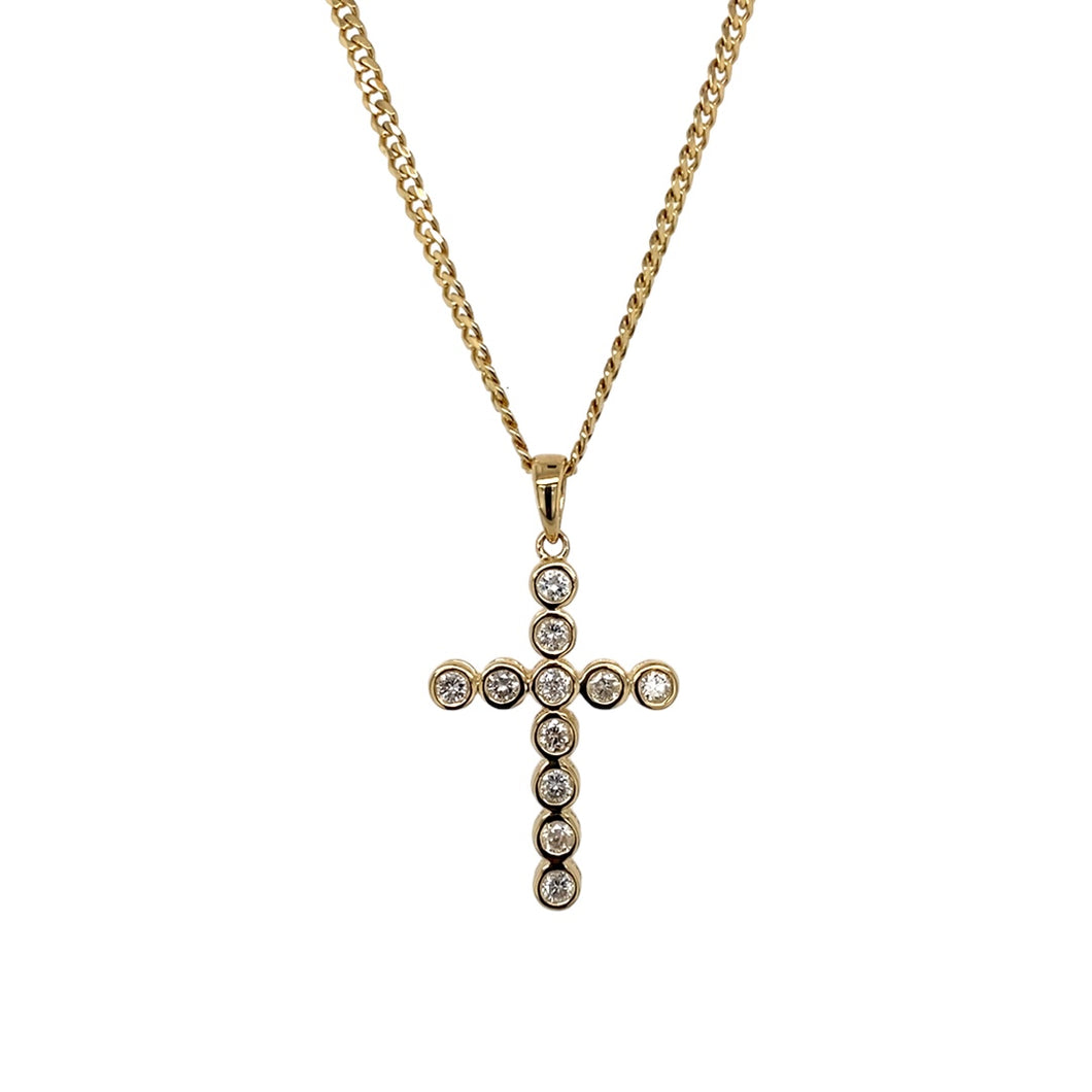 18ct Gold & Diamond Set Cross 18