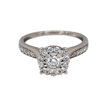 Load image into Gallery viewer, 9ct White Gold &amp; Diamond Illusion Set Halo Solitaire Ring
