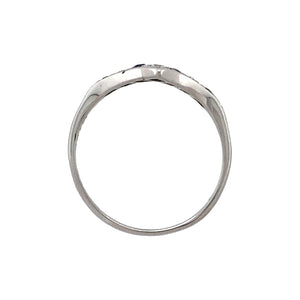 9ct White Gold Diamond & Sapphire Set Wishbone Ring