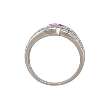 Load image into Gallery viewer, 14ct White Gold Diamond &amp; Pink Sapphire Set Split Band Ring
