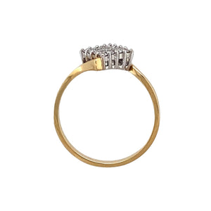 18ct Gold & Diamond Set Wrap Over Cluster Ring