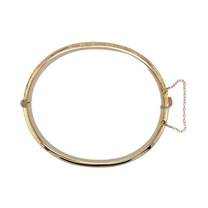 9ct Gold Engraved Hinged Bangle