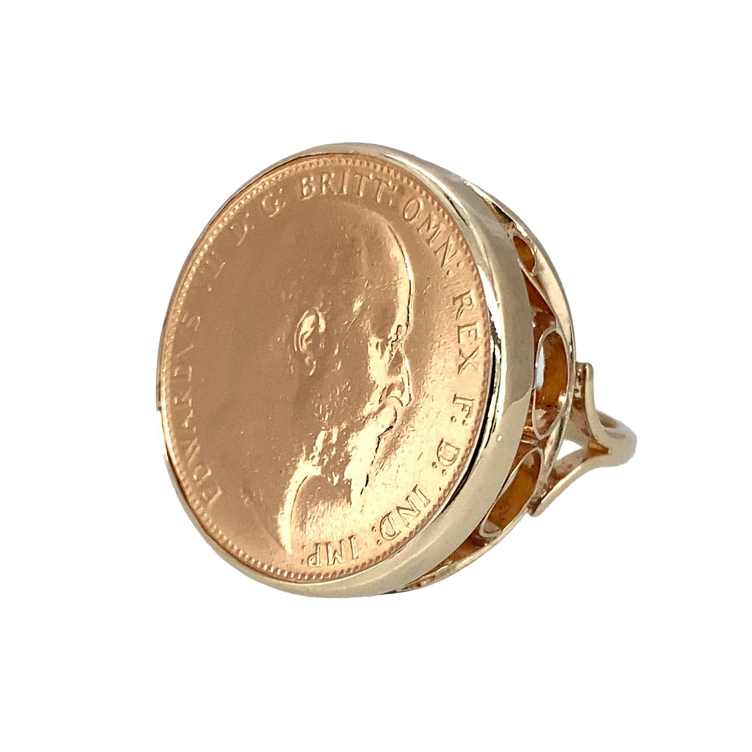 9ct Gold & 22ct Gold Full Sovereign Mount Ring