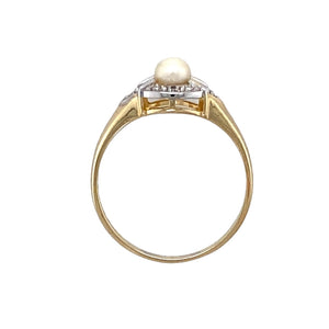 9ct Gold Diamond & Pearl Set Ring