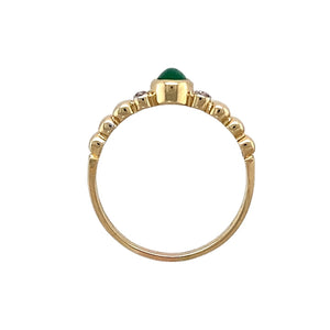 9ct Gold Diamond & Green Cabochon Set Ring