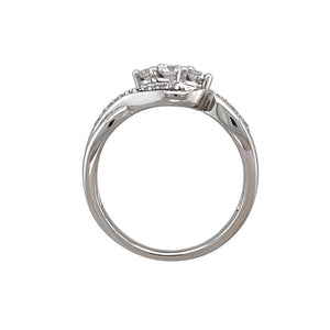 9ct White Gold & Diamond Set Trilogy Twist Ring