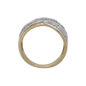 9ct Gold & Diamond Set Crossover Band Ring