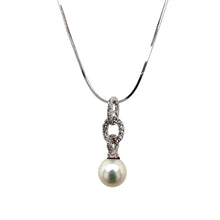 Load image into Gallery viewer, 18ct White Gold Diamond &amp; Pearl Set Drop 18&quot; Necklace
