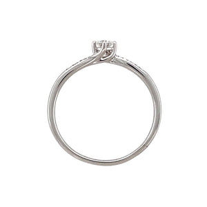 18ct White Gold & Diamond Set Solitaire Twist Ring