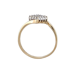 9ct Gold & Diamond Set Square Cluster Twist Ring