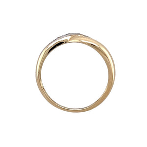 9ct Gold & Diamond Curved Overlap Set Band Ring